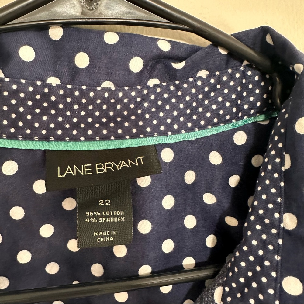 Lane Bryant Business Casual Polka Dot Navy Women's Top - Picture 5 of 6